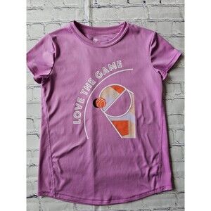 All in Motion Girls L (10/12) Pink Graphic T-Shirt “Love The Game” Basketball Sh